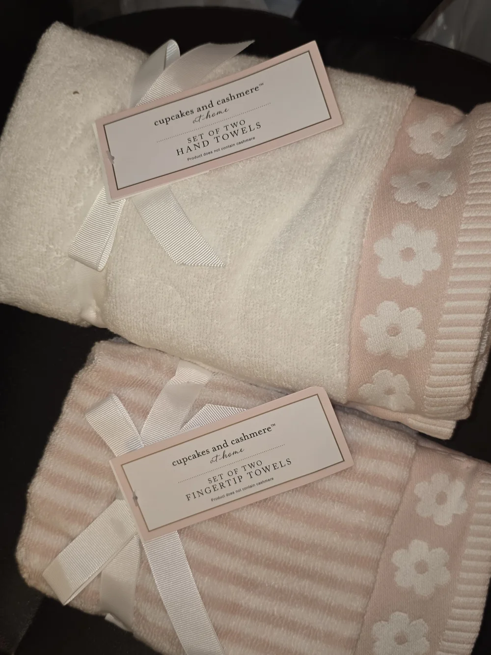 cupcakes & cashmere Pink and White Towel Set